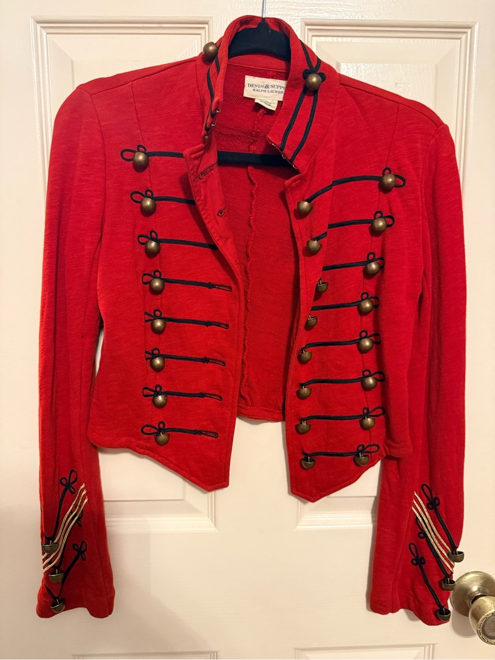 Ralph Lauren Denim & Supply Red Nutcracker Military Band Red Cropped Jacket Sm - Picture 8 of 8